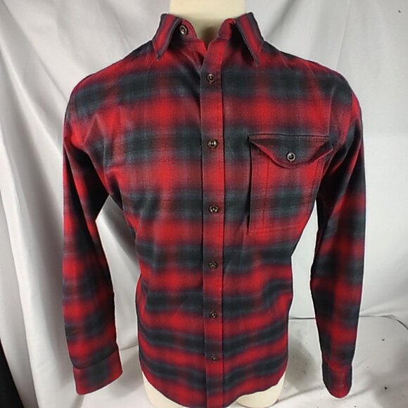 Swiss Tech Red/Blue Poly Blend Flannel Button Down Shirt Men’s Size Large - Picture 2 of 6